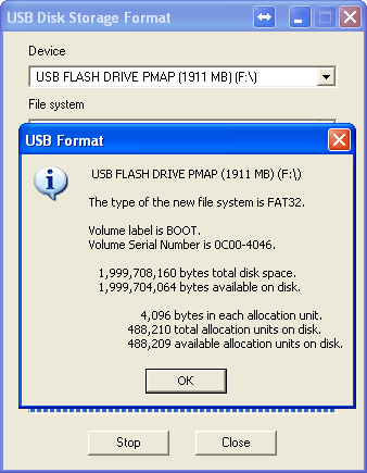 Форматируем флешку программой usb_format - успешно выполнено