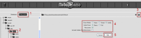 Открытие веб интерфейса MediaTomb, добавление содержимого папки с медиа файлами в файловой системе