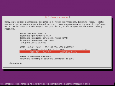 Установка сервера Ubuntu 14.04 LTS Server - разметка диска - 26