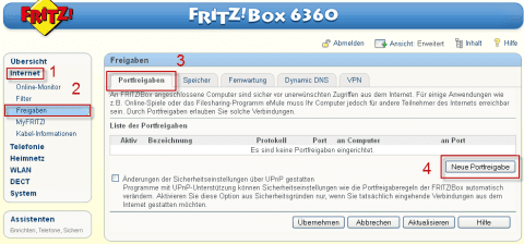 Проброс порта SSH на роутере Fritz!Box 6360
