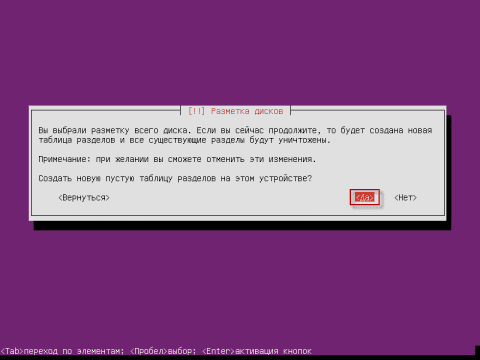 Установка Ubuntu 12.04 Server, создаем пустую таблицу разделов