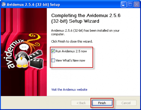 Установка Avidemux 2.5 в Windows - запуск после установки