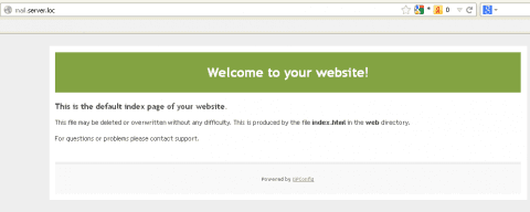 Открыта заглушка нового сайта, добавленного через панель ISPConfig в браузере