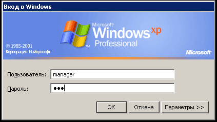 Входим в Windows под пользователем manager